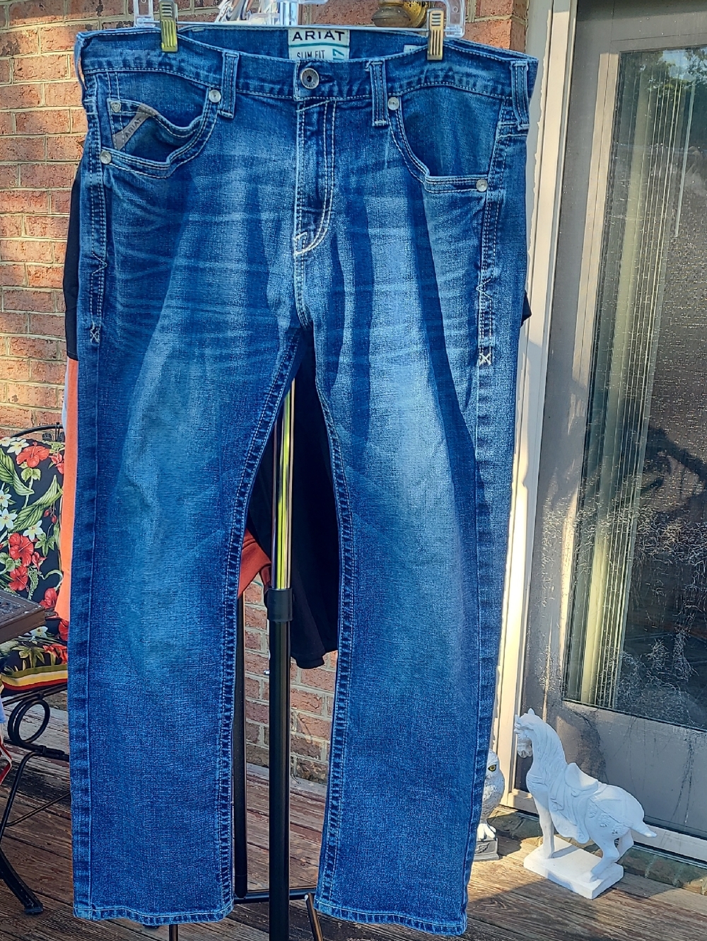 Ariat Men's Blue Demin Jeans sz 38 / 32 M7 Slim Fit Straight Leg Pants